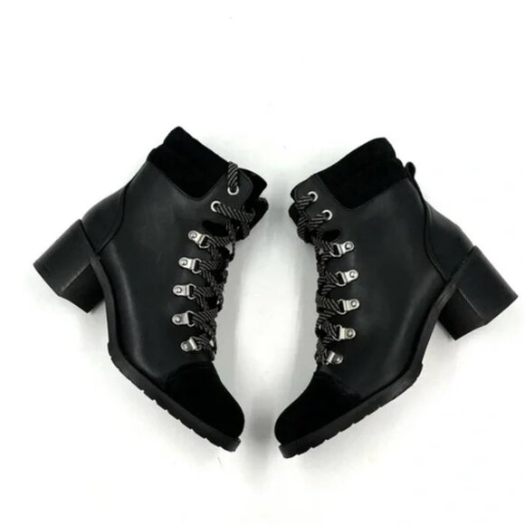 Sam Edelman Black Lace Up Manchester Boots Size 6 - Picture 4 of 8